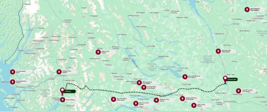 Map of the proposed Pacific Trail Pipelines route